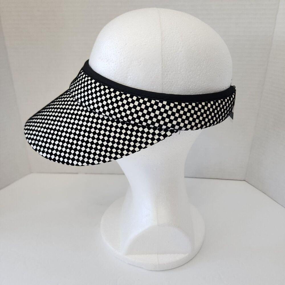 Lele Sadoughi Women's Checkered Visor Black and White New With Tags - Picture 2 of 8